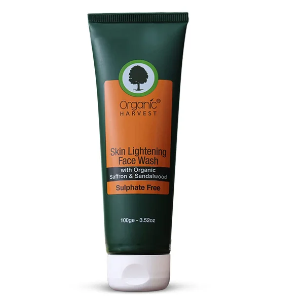 Organic Harvest Skin Lightening Face Wash 100 ml | With Organic Saffron & Sandalwood | Lightens Skin | Reduces Spots, Blemishes | For Both Men & Women | For Oily Skin Organic Harvest Skin Lightening Face Wash 100 ml | With Organic Saffron & Sandalwood | Lightens Skin | Reduces Spots, Blemishes | For Both Men & Women | For Oily Skin